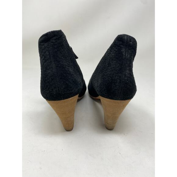 Matt Bernson Women's Size 9.5 Peep Toe Heeled Boot Bootie Black Suede Leather - Picture 5 of 7